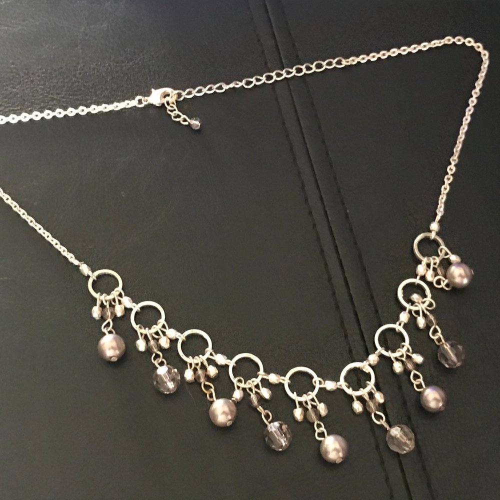 Women Necklace Silver Tone Fashion Jewelry Purple - Picture 9 of 9
